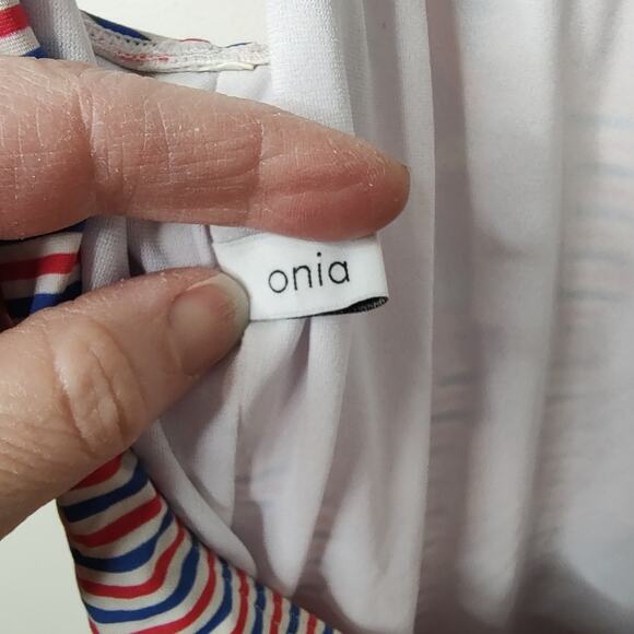 Onia Kelly One Piece Hibiscus Illusion Striped Swimsuit - Picture 6 of 8